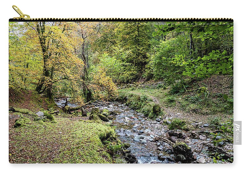 Landscape Zip Pouch featuring the photograph En route to Grey Mares Waterfall by Shirley Mitchell