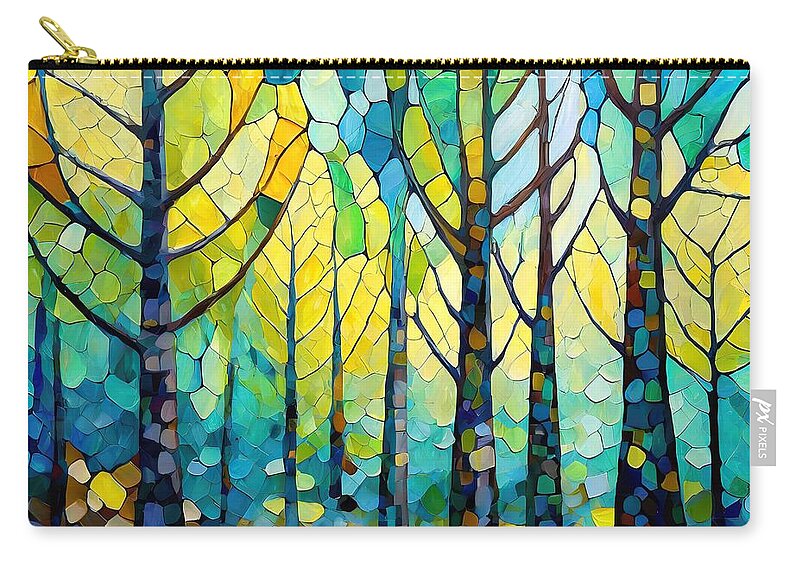 Aspen Trees Zip Pouch featuring the mixed media Enchanted Aspens by Susan Rydberg