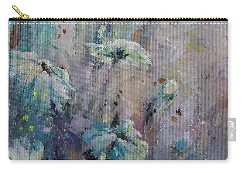 Wildflowers Zip Pouch featuring the painting Enchanted Garden by Sheila Romard