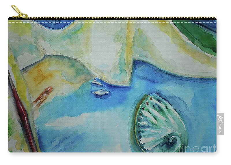Nature Zip Pouch featuring the painting Enchanted Shipwreck Beach Navagio On Zakynthos Island by Leonida Arte