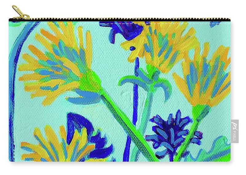 Flowers Zip Pouch featuring the painting Enchanted with Dandelions by Debra Bretton Robinson