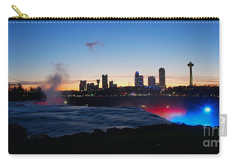 Niagara Falls Ny Zip Pouch featuring the photograph End of Day at Niagara Falls by Tony Lee