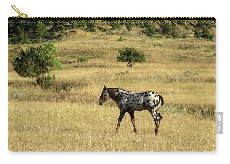 Appaloosa Zip Pouch featuring the photograph End of Summer by Katie Keenan