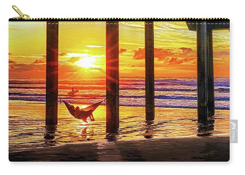 Scripps Pier Zip Pouch featuring the photograph END OF THE DAY, SCRIPPS Pier, California by Don Schimmel