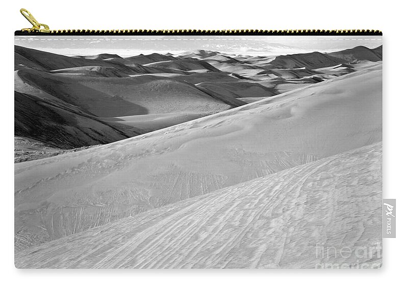 Great Zip Pouch featuring the photograph Endless Colorado Sand Dunes Black And White by Adam Jewell