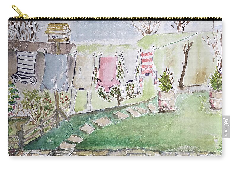 Laundry Zip Pouch featuring the painting English Laundry by Roxy Rich
