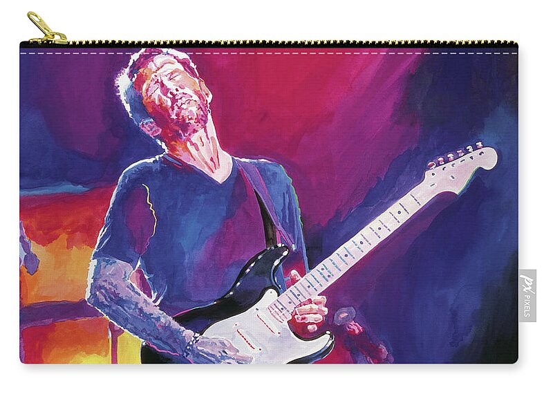 Eric Clapton Zip Pouch featuring the painting Eric Clapton - Crossroads by David Lloyd Glover