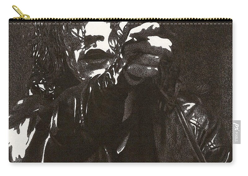 The Crow Zip Pouch featuring the drawing Eric Draven by Mark Baranowski