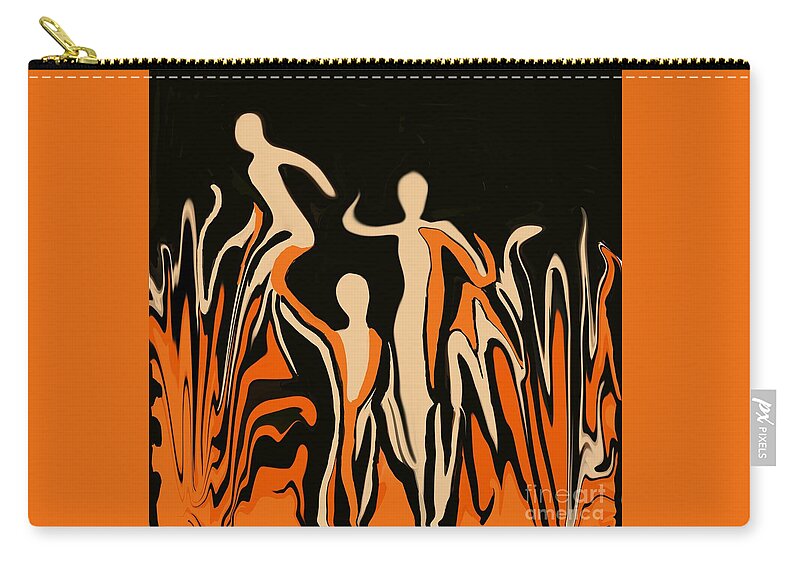 Abstract Escapes Zip Pouch featuring the digital art Escaping the flames by Elaine Hayward