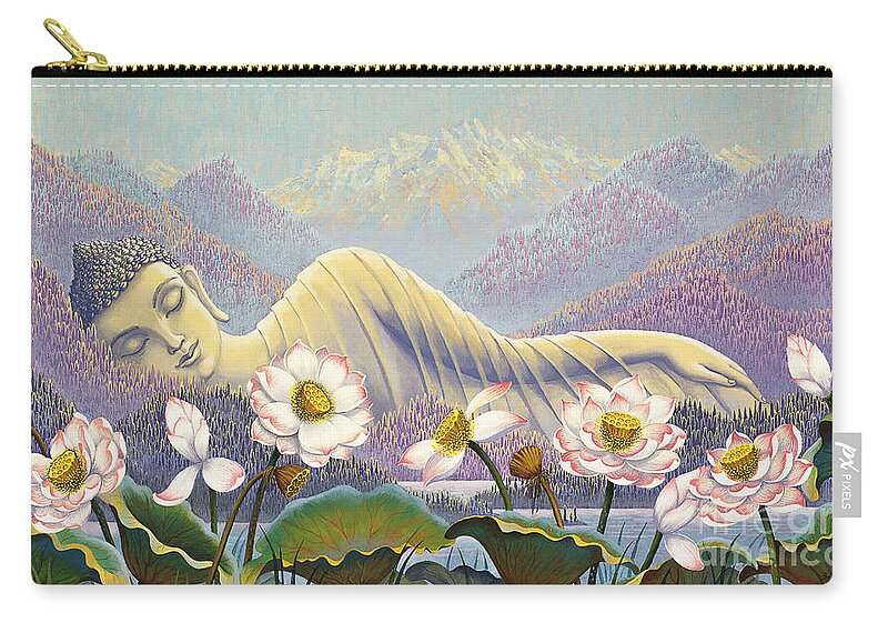 Buddha Zip Pouch featuring the painting Ethereal Buddha by Yuliya Glavnaya