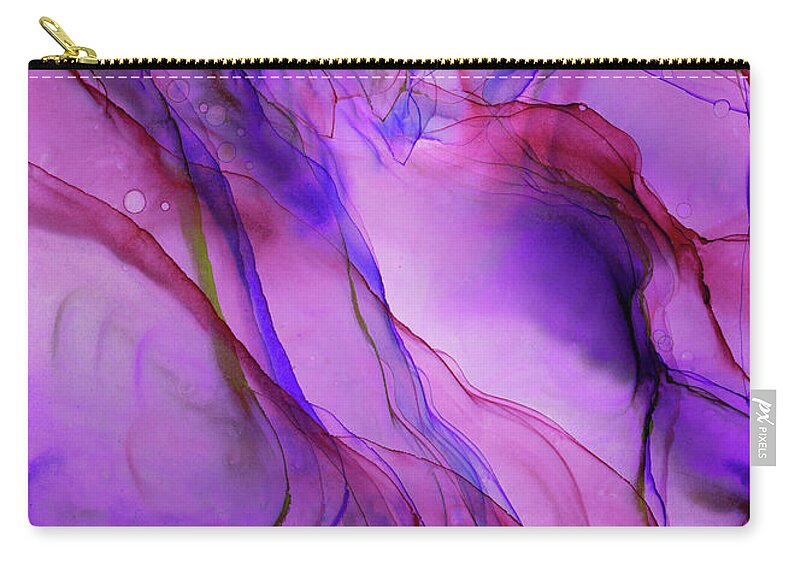 Abstract Ink Zip Pouch featuring the painting Ethereal Fruit Abstract Ink Painting by Olga Shvartsur