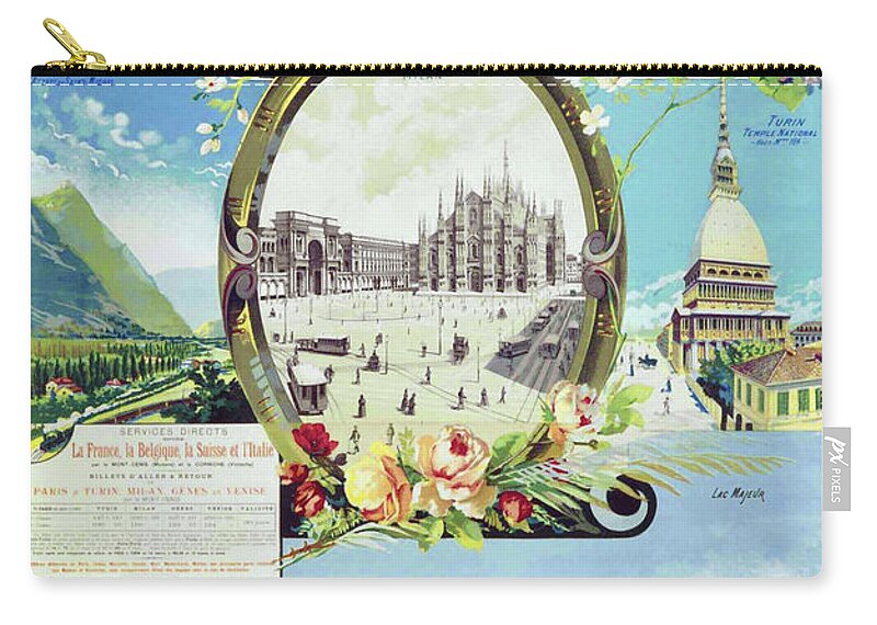 Milan Zip Pouch featuring the digital art Europe Cities and Sites by Long Shot