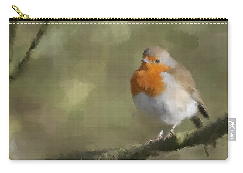 Robin Zip Pouch featuring the painting European Robin by Gary Arnold