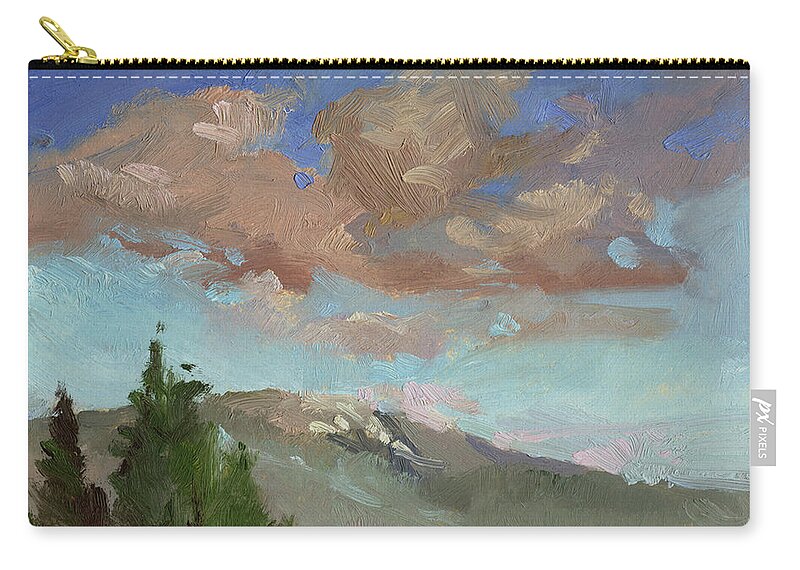 Sky Paintings Zip Pouch featuring the painting Evening Cloud Cover by Elizabeth - Betty Jean Billups