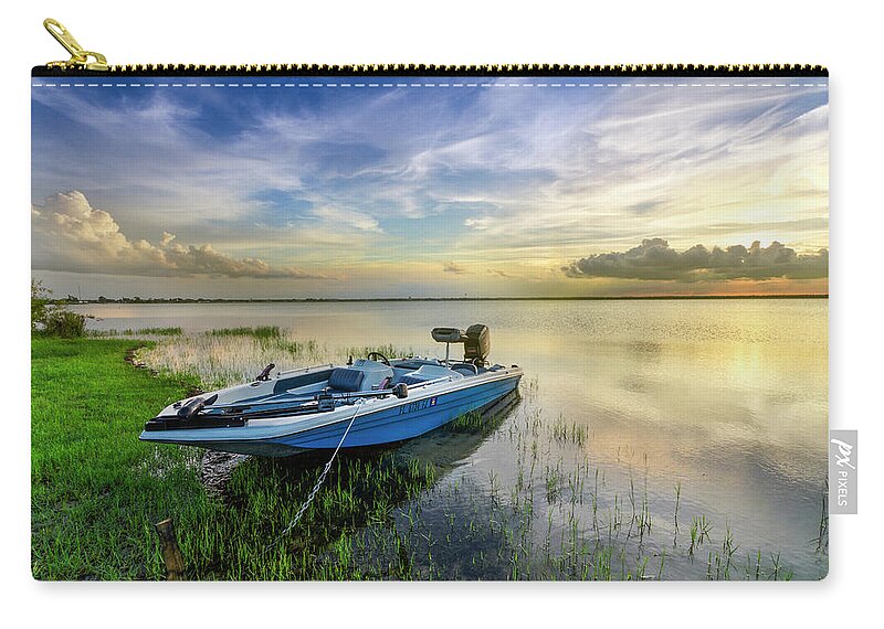 Boats Zip Pouch featuring the photograph Evening Fishing Boat by Debra and Dave Vanderlaan