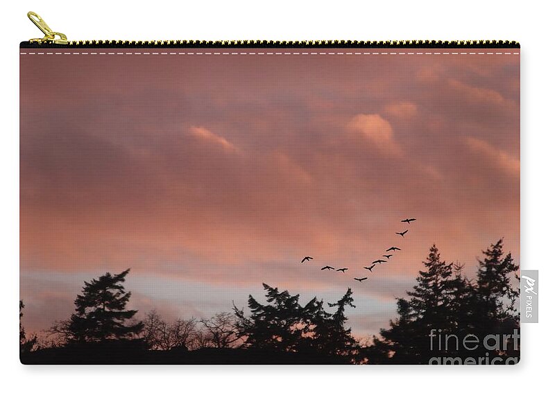 Canada Geese Zip Pouch featuring the photograph Evening Flight by Kimberly Furey