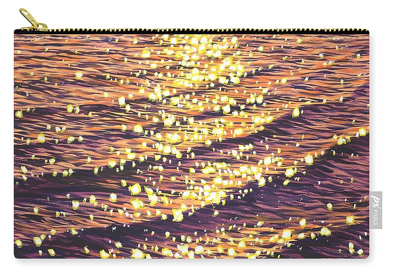 Gentle Waves Zip Pouch featuring the painting Evening glare 3. by Iryna Kastsova
