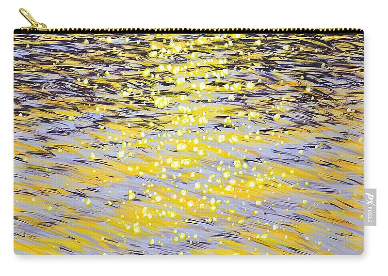 Evening Zip Pouch featuring the painting Evening. Glare on the water. by Iryna Kastsova