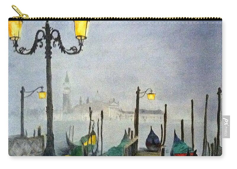 Venice Carry-all Pouch featuring the painting Evening in Venice by Juliette Becker