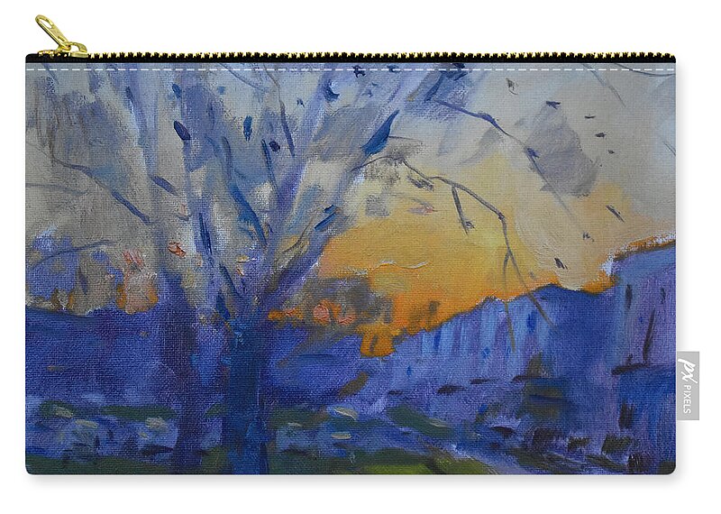 Evening Zip Pouch featuring the painting Evening on my Backyard by Ylli Haruni