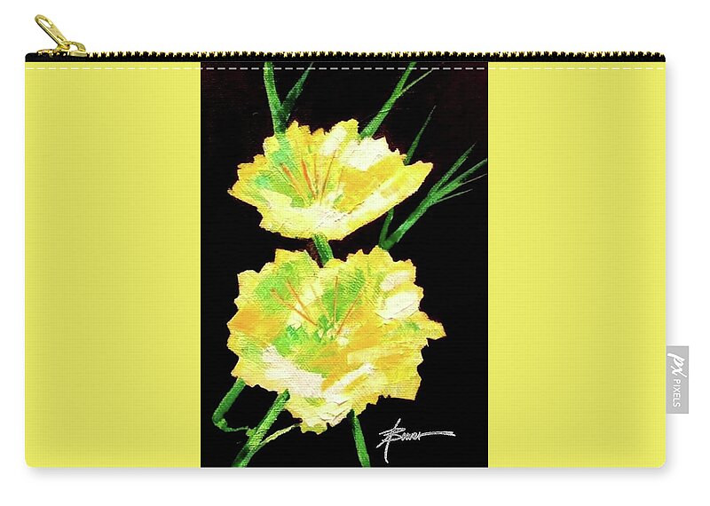 Wildflower Carry-all Pouch featuring the painting Evening Primrose by Adele Bower