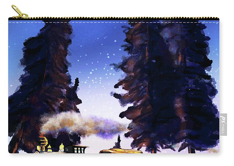 Train Zip Pouch featuring the digital art Evening Train by Doug Gist