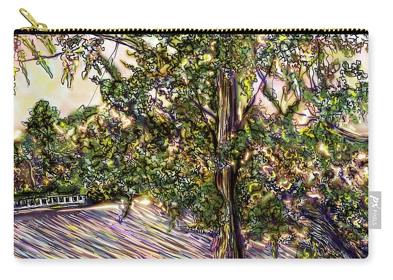 Eventide Zip Pouch featuring the digital art Eventide Glow, Elmendorf Lake by Angela Weddle