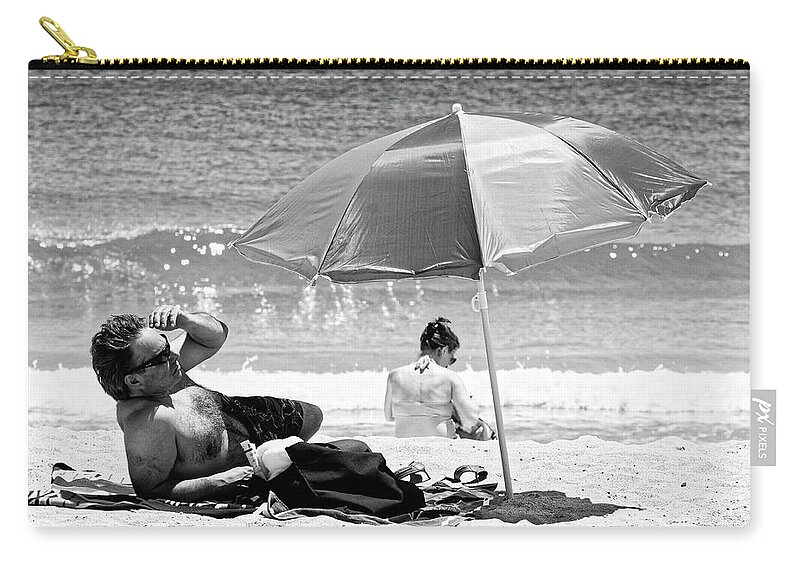 Everyone Has A Story Zip Pouch featuring the photograph Everyone Has a Story -- People on the Beach in Fort Lauderdale, Florida by Darin Volpe