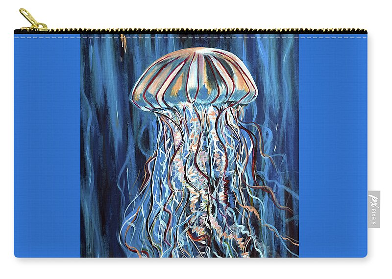 Jellyfish Zip Pouch featuring the painting Exotic Jellyfish by Chiquita Howard-Bostic