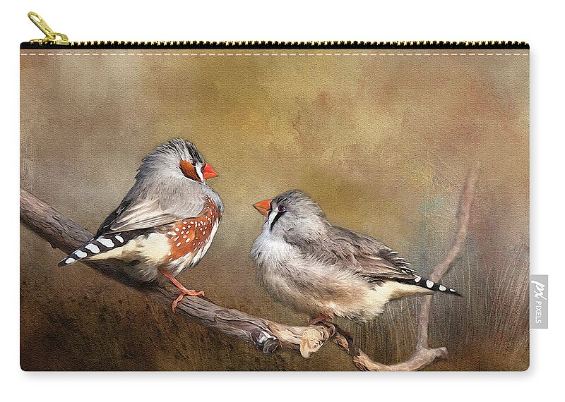 Finch Zip Pouch featuring the photograph Exotic Zebra Finch by Theresa Tahara