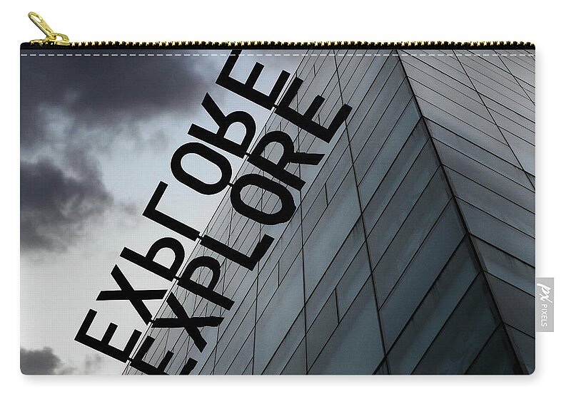 Black And White Zip Pouch featuring the photograph Explore by Carmen Kern