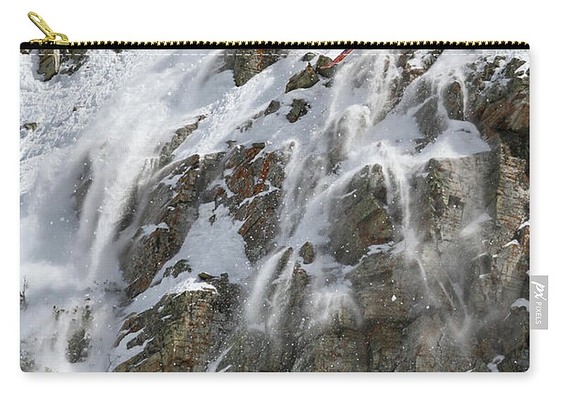 Utah Zip Pouch featuring the photograph Extreme Skiing Competition Skier - Snowbird, Utah by Brett Pelletier