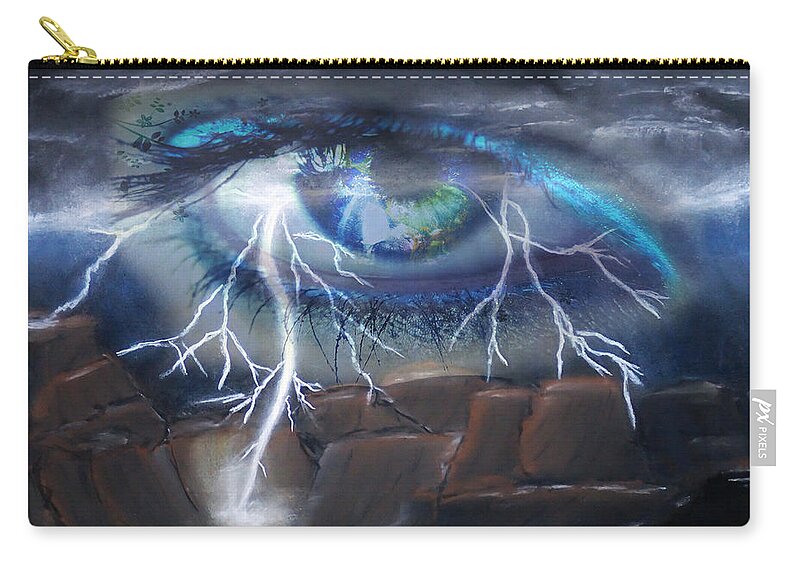 Eyes Carry-all Pouch featuring the mixed media Eye of the Storm by Ronald Mills