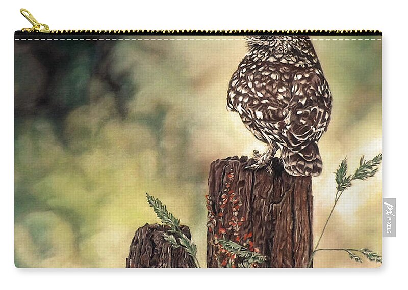Owl Zip Pouch featuring the painting Eye on the Sky by Linda Becker