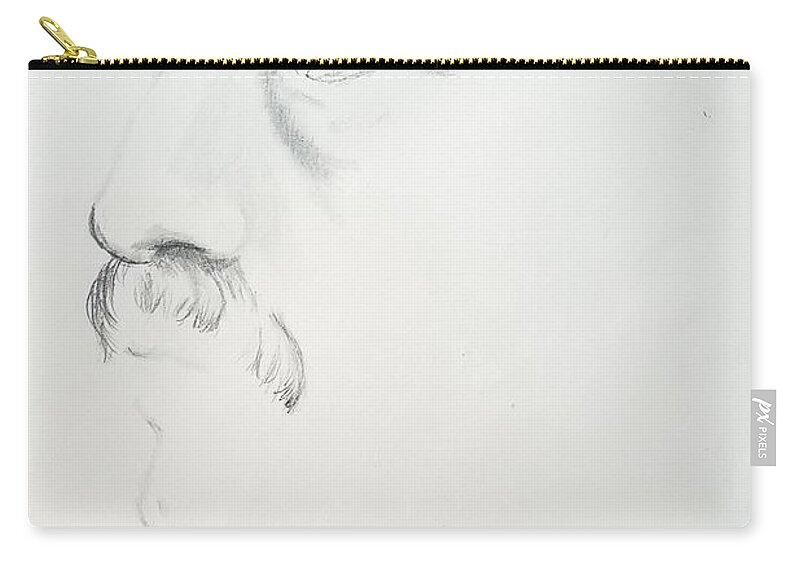 Portrait Zip Pouch featuring the drawing Eyebrow by Merana Cadorette
