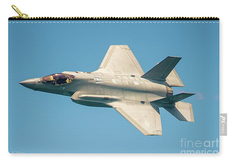Aviation Art Zip Pouch featuring the photograph F-35 Stealth Fighter by Rene Triay FineArt Photos