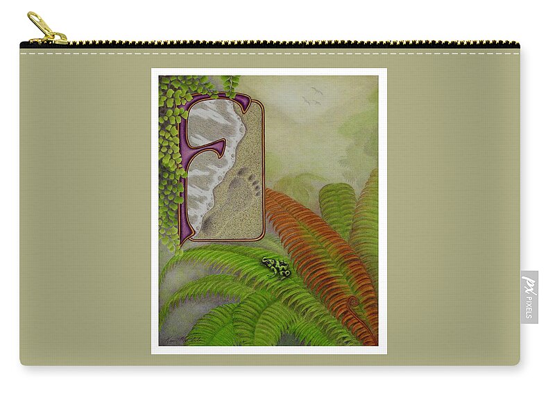 Kim Mcclinton Zip Pouch featuring the drawing F is for Fern by Kim McClinton