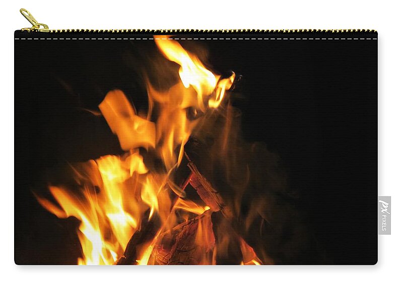 Fire Zip Pouch featuring the photograph Face in the Fire by Azthet Photography