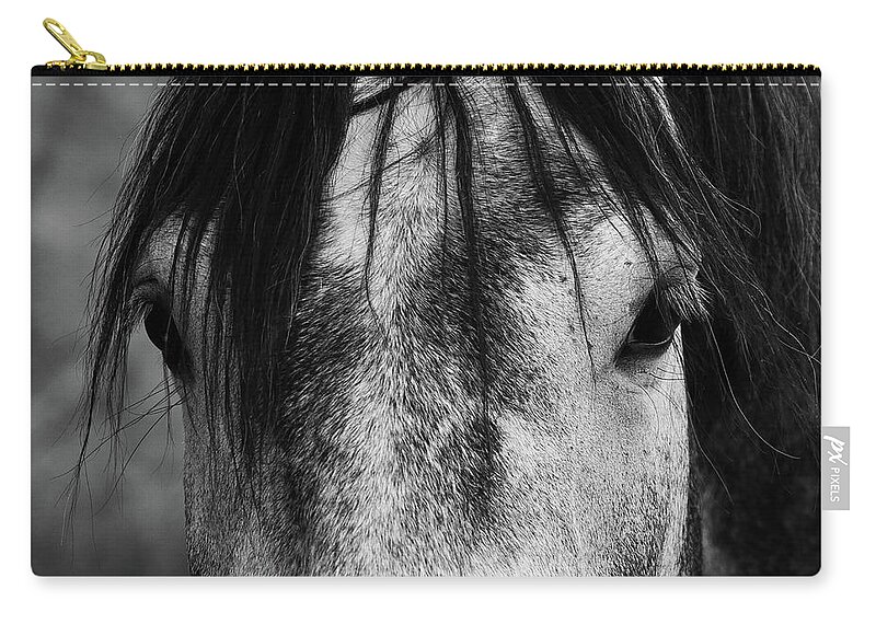 Gray Zip Pouch featuring the photograph Face Of A Horse by Nicklas Gustafsson