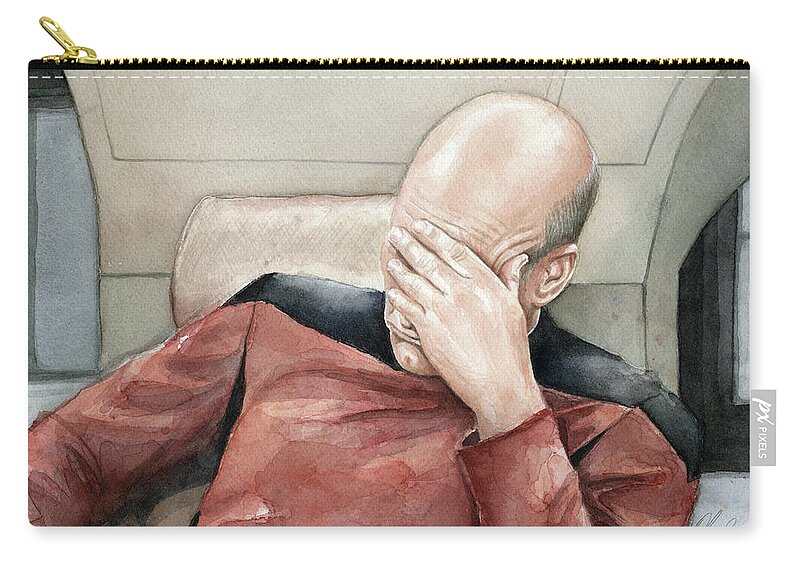 Facepalm Zip Pouch featuring the painting Facepalm by Olga Shvartsur