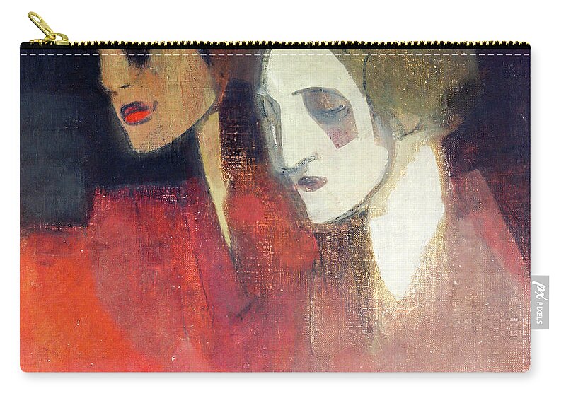 Factory Workers On The Way To Work Zip Pouch featuring the painting Factory Workers on the Way to Work by Helene Schjerfbeck by Helene Schjerfbeck