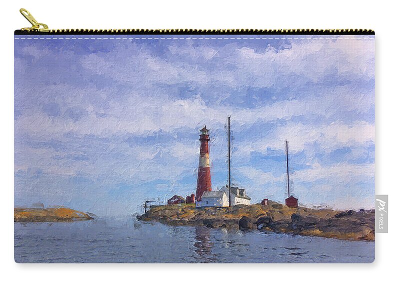 Lighthouse Carry-all Pouch featuring the digital art Faerder lighthouse by Geir Rosset