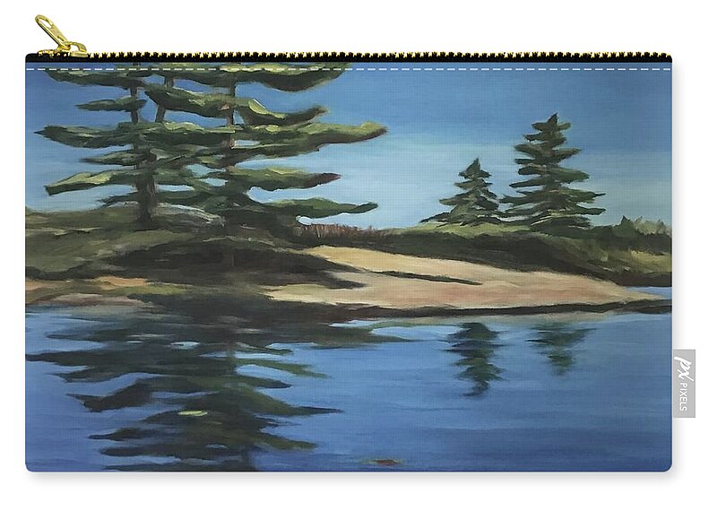 Georgian Bay Zip Pouch featuring the painting Fairy Lake by Cynthia Blair