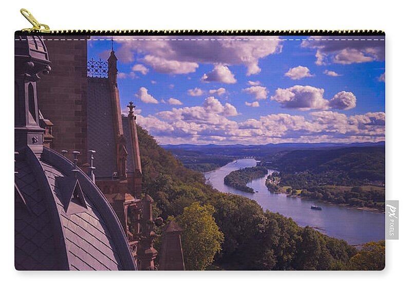 Castle Zip Pouch featuring the photograph Fairy tale view of the Rheine valley from the Drachenburg castle by Mendelex Photography