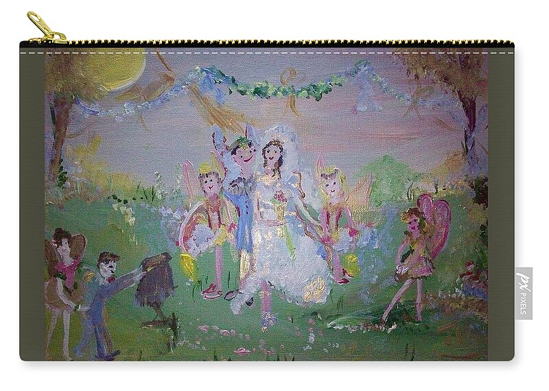 Fairy Zip Pouch featuring the painting Fairy Wedding by Judith Desrosiers