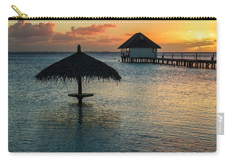 Fakarava Zip Pouch featuring the photograph Fakarava - Pearl Havaiki at sunset by Olivier Parent