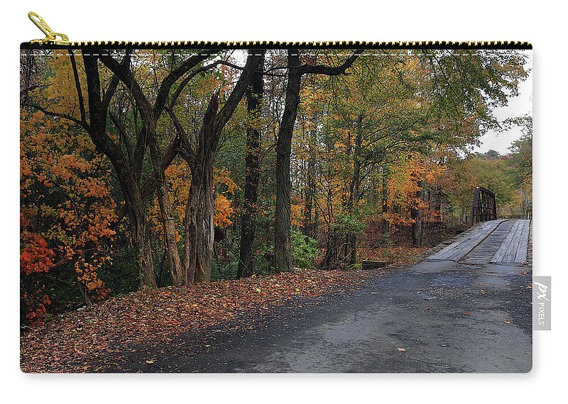  Zip Pouch featuring the photograph Fall bridge ouachita by William Rainey