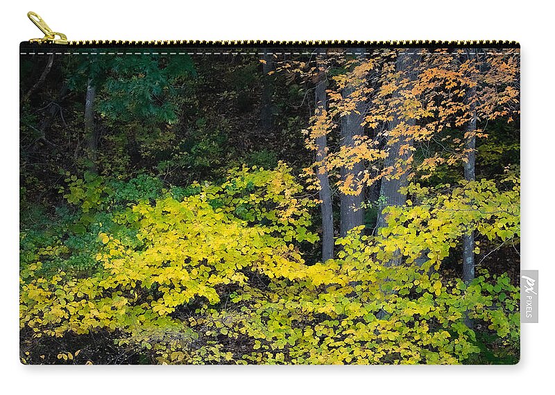 Trees Zip Pouch featuring the photograph Fall Chartreuse by Linda Bonaccorsi