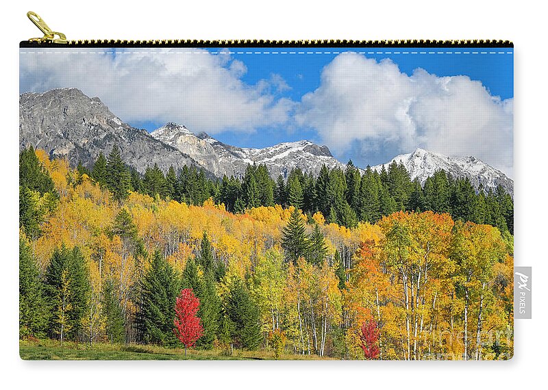 British Columbia Zip Pouch featuring the photograph Fall color, Rocky Mountains, BC, Canada by Michael Wheatley