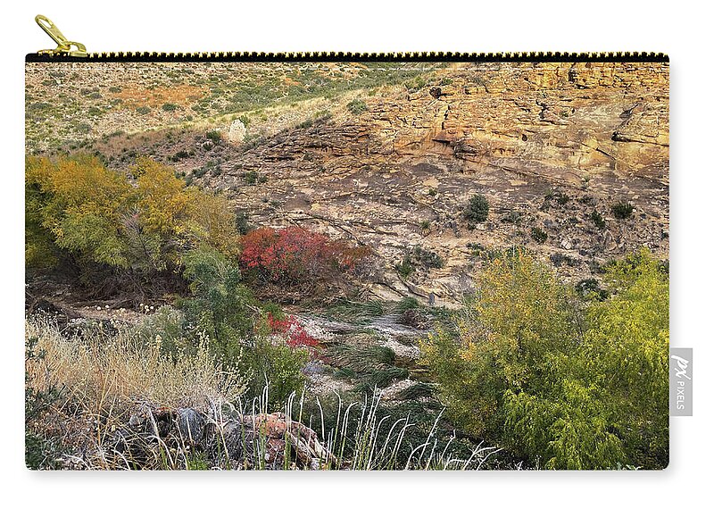 Richard E Porter Zip Pouch featuring the photograph Fall Colors 2-Sitting Bull Falls, New Mexico-Guadalupe Mountains, Lincoln National Forest by Richard Porter